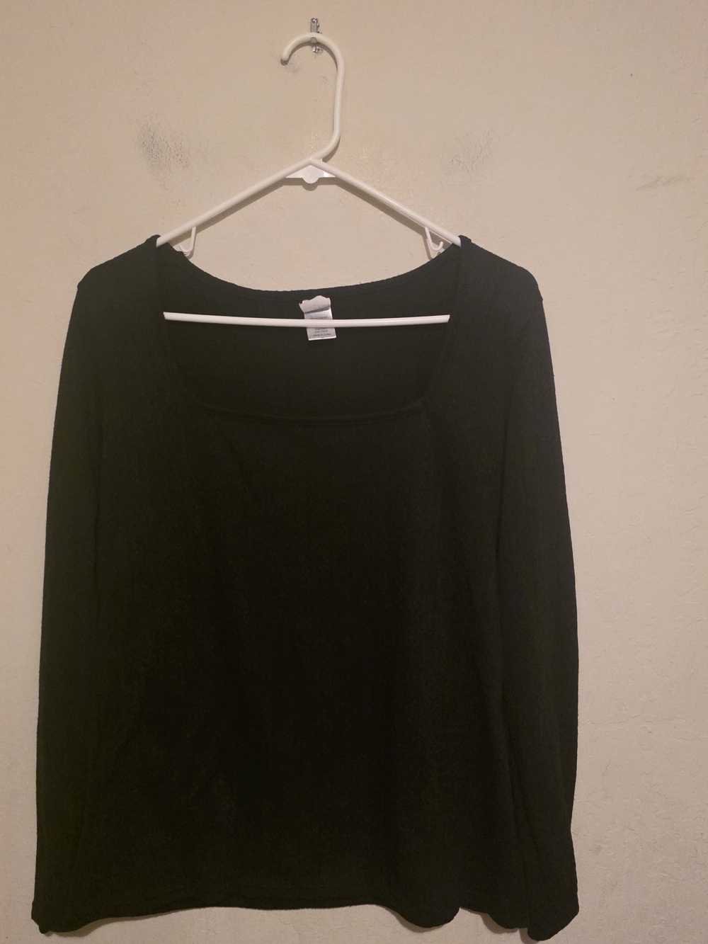 Love to Be Loved Black Long Sleeve Square Neck Top Size 2X